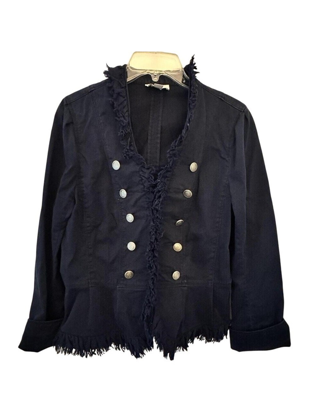 1253- LOFT Military Jacket with fringe around edge - Size 8
